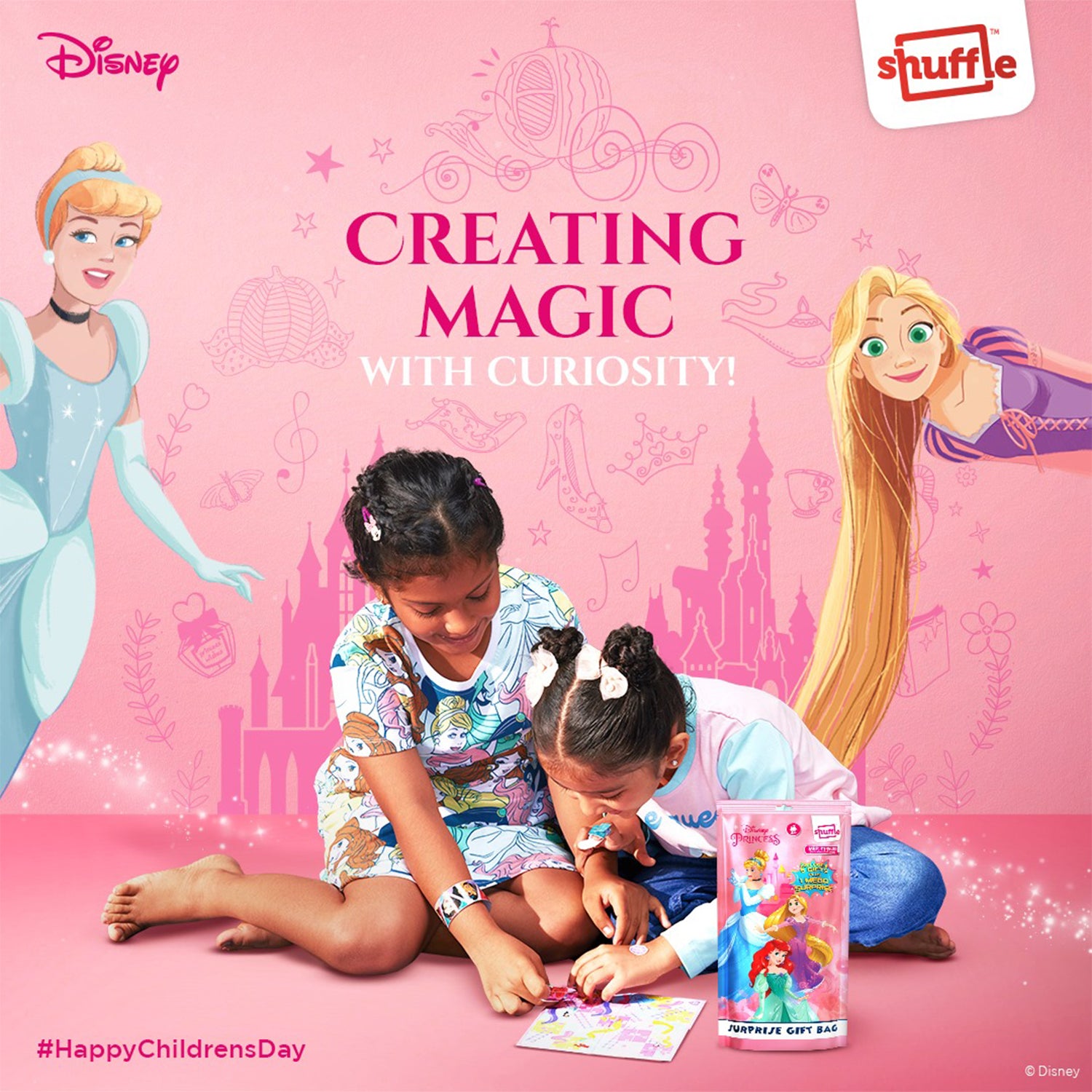 Disney Princess Surprise Gift Bag by Shuffle | 5 Mystery Gifts + 1 Mega Surprise | Perfect for Party Favors & Gifting