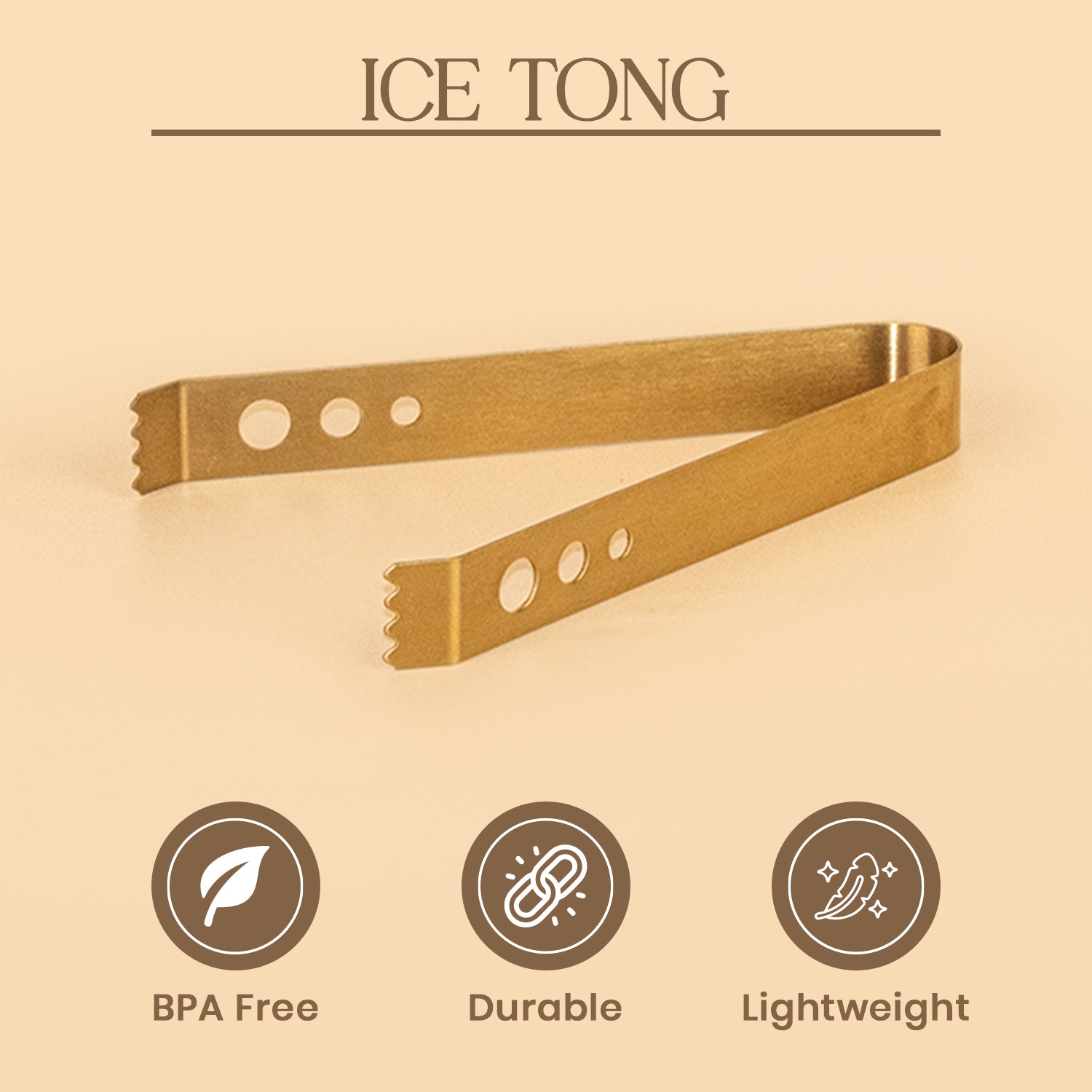Premium Gold Stainless Steel Ice Tong | Durable & Lightweight Bar Ice Tong for Cocktails & Serving 3
