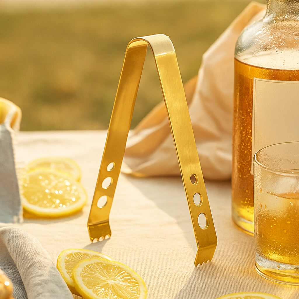 Premium Gold Stainless Steel Ice Tong | Durable & Lightweight Bar Ice Tong for Cocktails & Serving 1