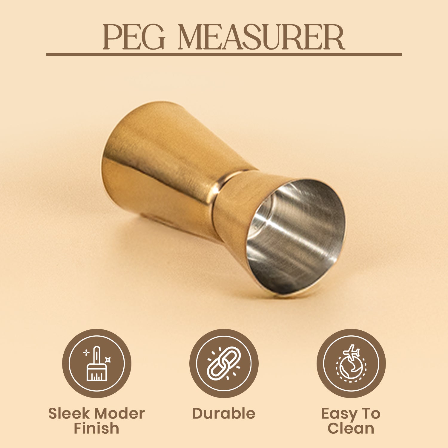 Gold Stainless Steel Peg Measurer | Dual-Side Cocktail Jigger for Accurate Pouring