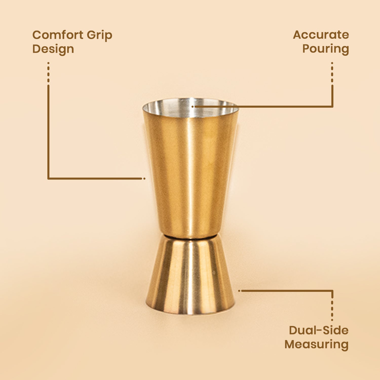 Gold Stainless Steel Peg Measurer | Dual-Side Cocktail Jigger for Accurate Pouring