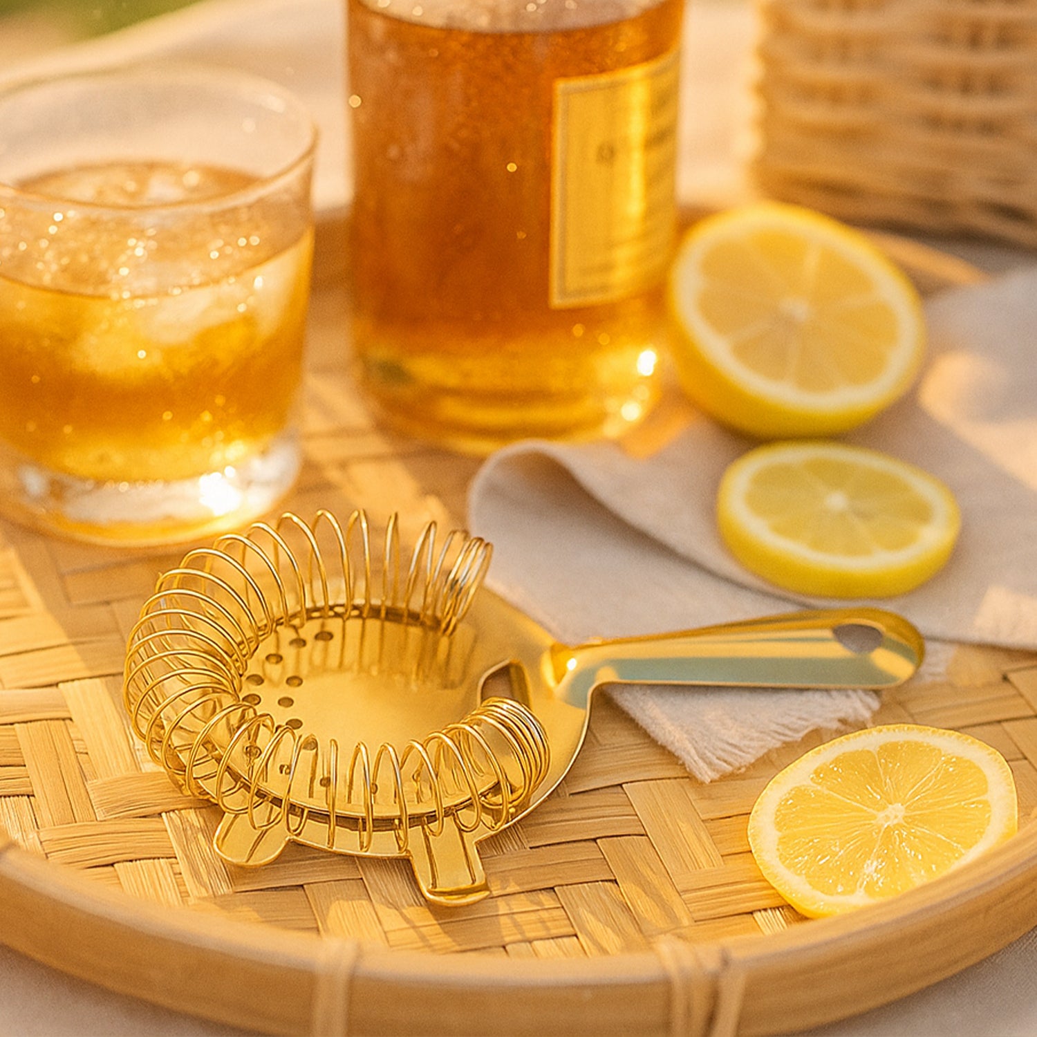 Professional Gold Hawthorne Strainer – Luxury Stainless Steel Cocktail Accessory