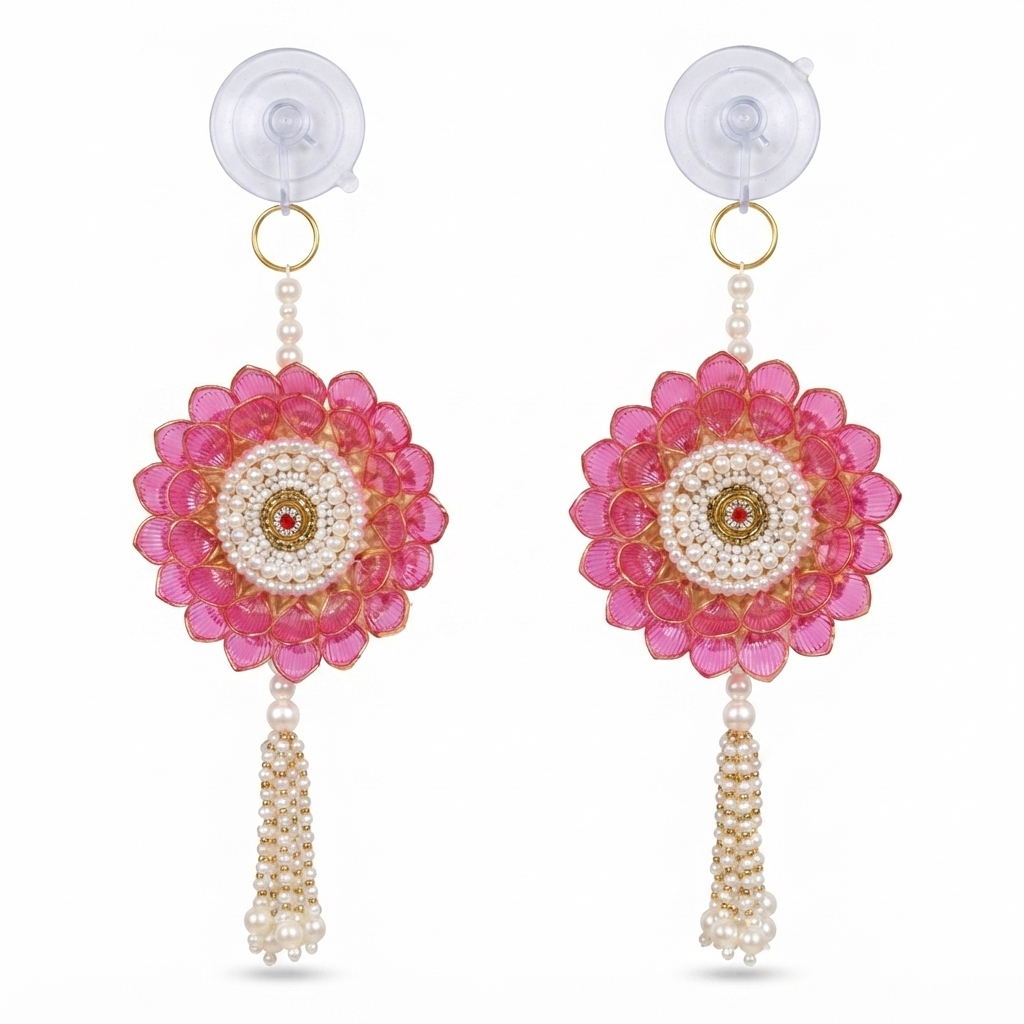 Decorative Lotus Flower Wall Hanging for Home Decor, 23 cm Traditional Toran for Main Entrance Door, Living Room, Pooja Mandir, and Festive Decoration (Set of 2)