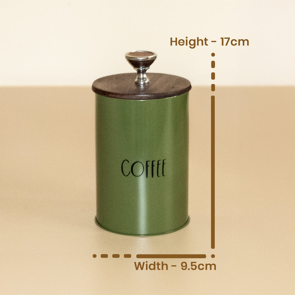 Tea-Suger and Coffee Jar Container Set of 3 For Kitchen ( Green )