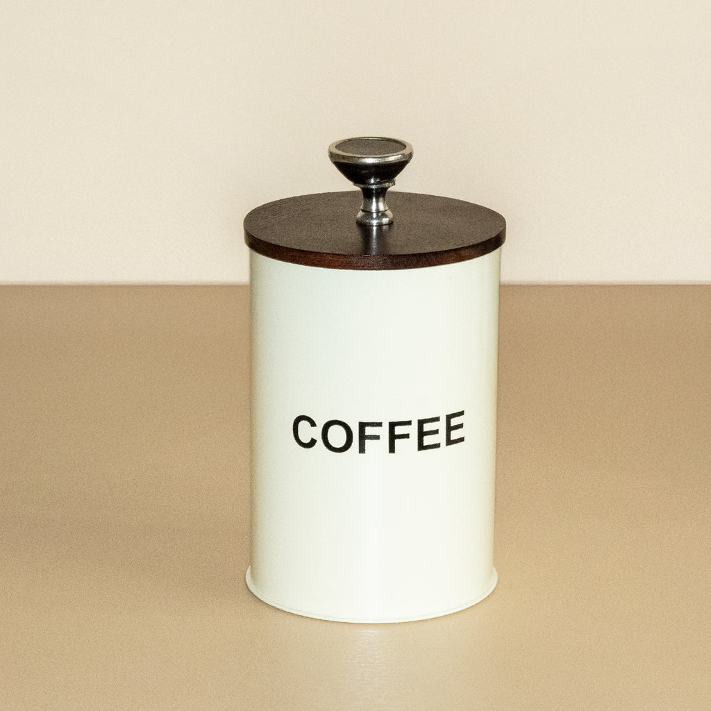 Coffee Jar Container With Air Tight Wood Lid for Kitchen (White) 3