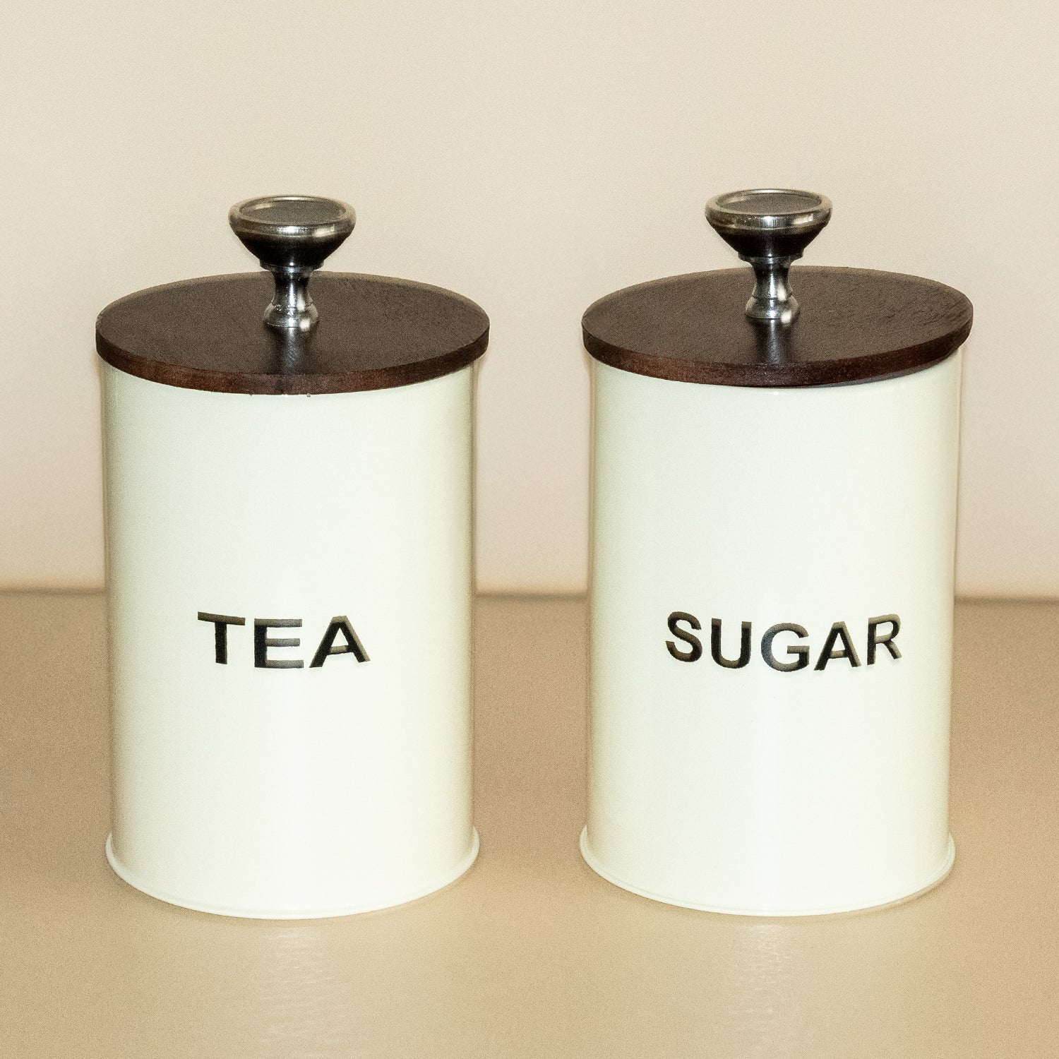 Tea & Suger Jar Set of 2 White