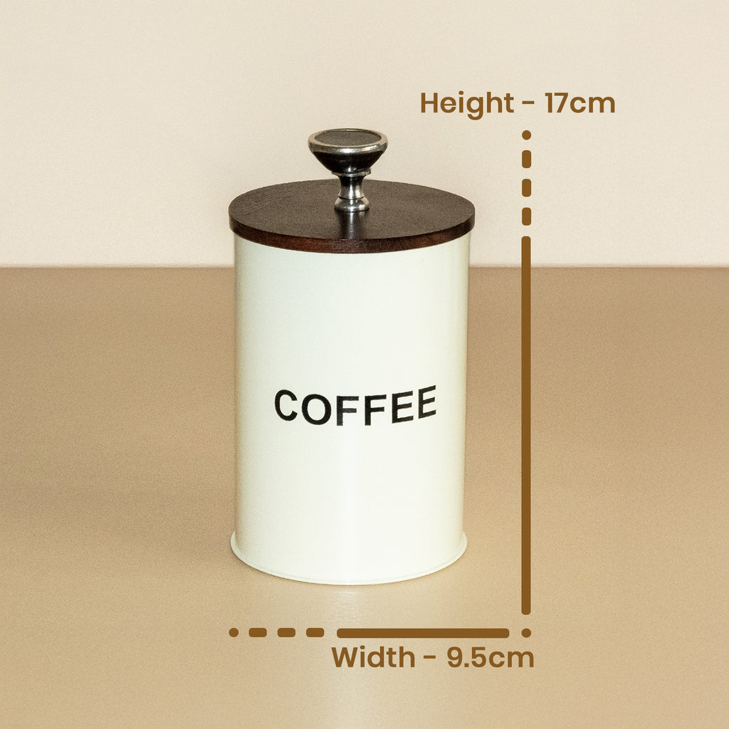 Coffee Jar Container With Air Tight Wood Lid for Kitchen (White) 4