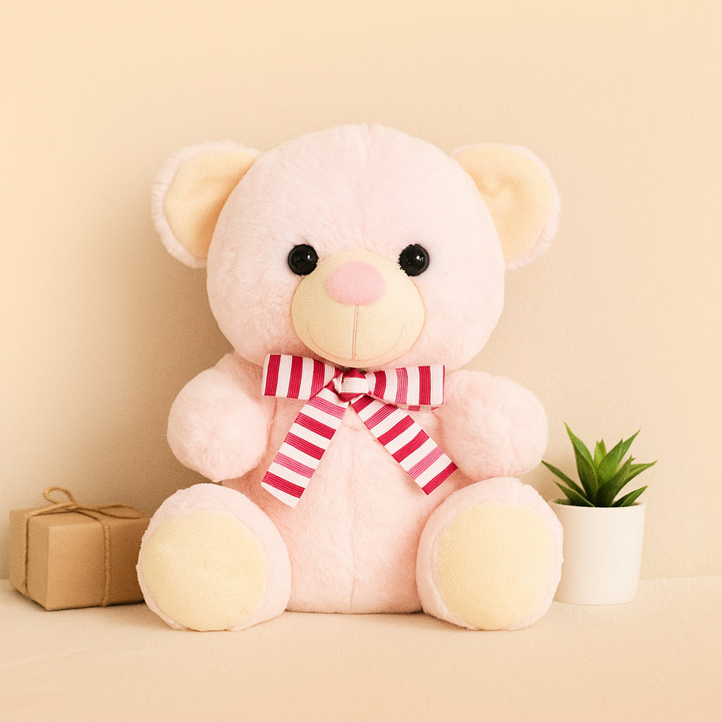 Pink Teddy Bear with Pink  Bow – Set of 1