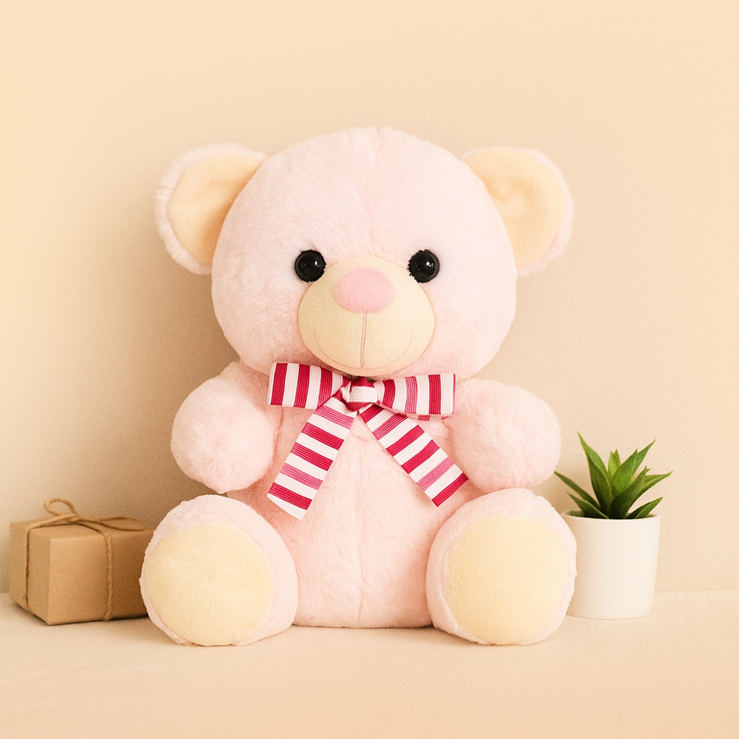 Pink Teddy Bear with Pink  Bow – Set of 1