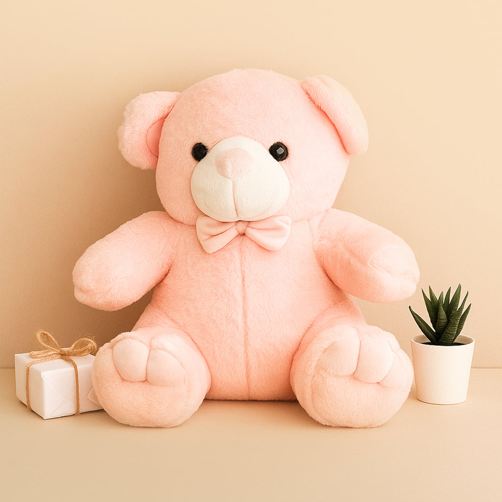 Pink Teddy Bear with Pink  Bow – Set of 1
