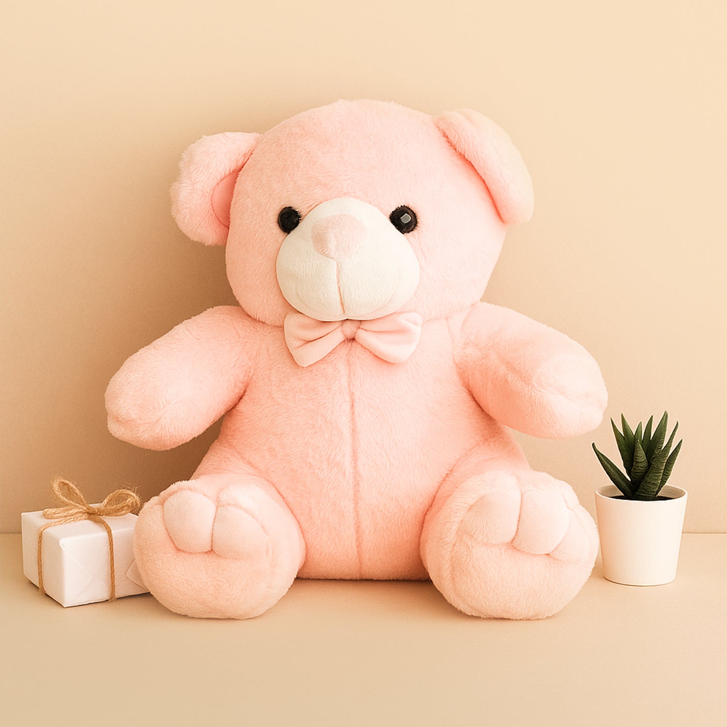 Pink Teddy Bear with Pink  Bow – Set of 1
