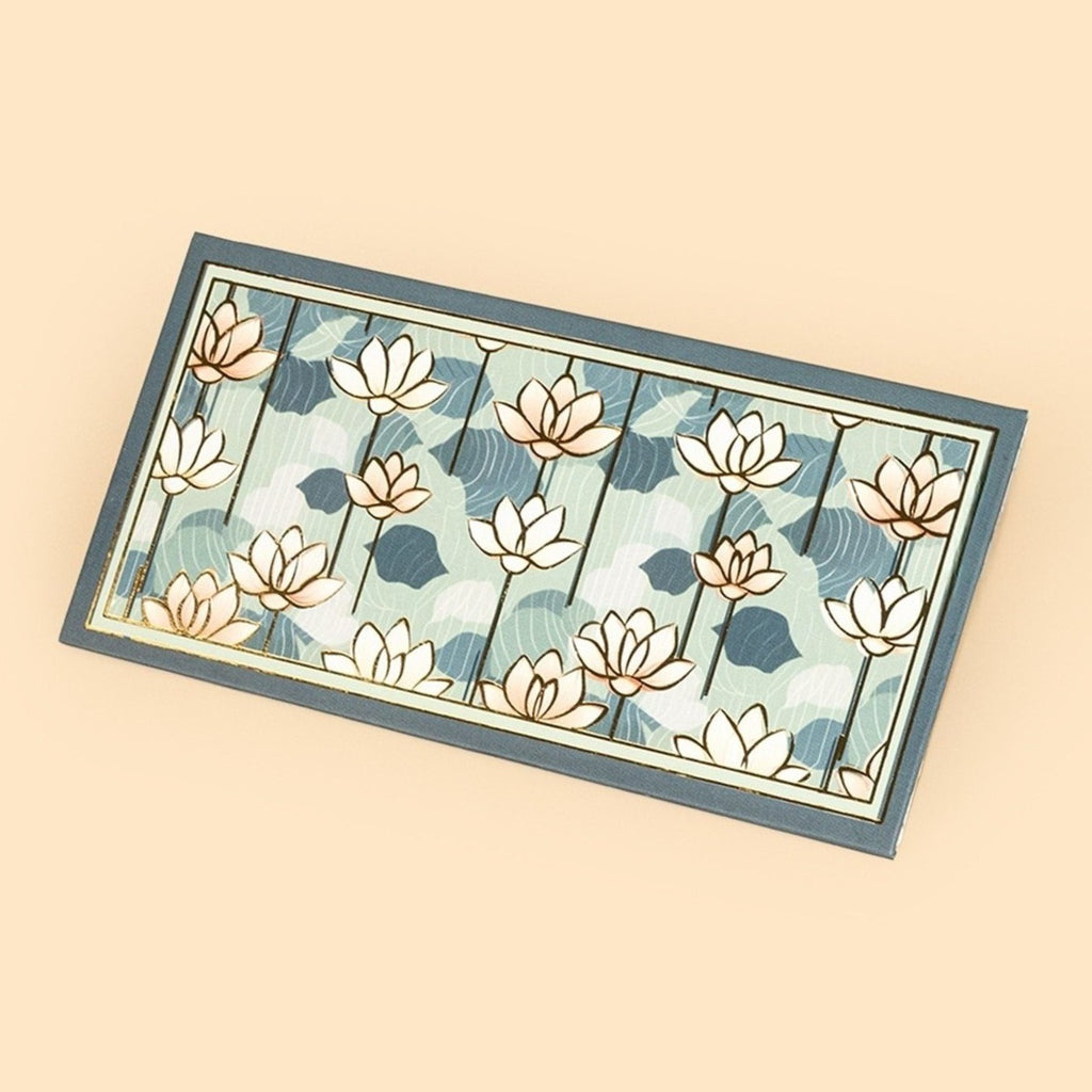 Lotus Print Shagun Envelopes (Pack of 5) - Designer Teal Green Cash Lifafa for Weddings, Diwali & Gifting