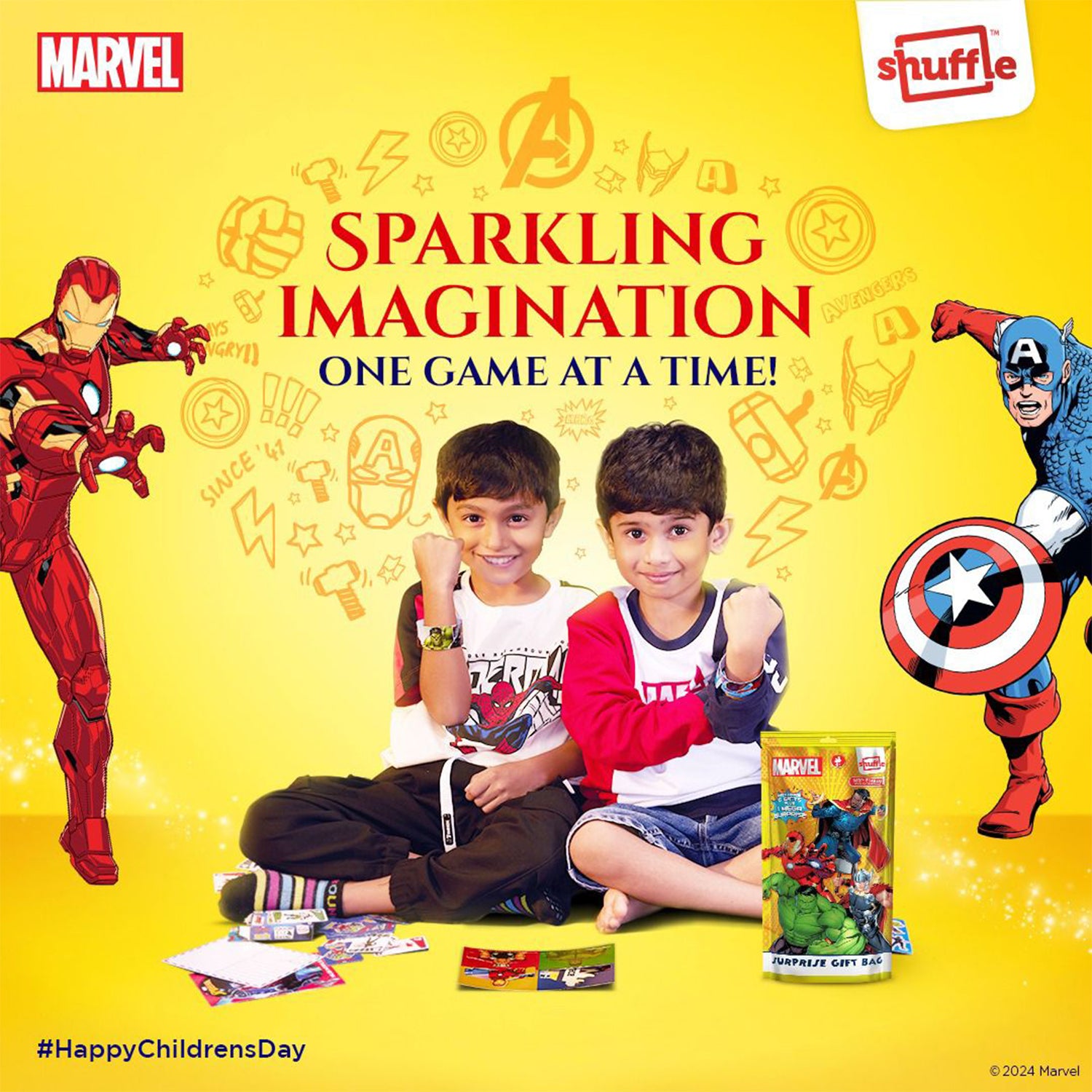 Shuffle Avengers Surprise Gift Bag - Superhero Themed Birthday Return Gift | Mystery Goodie Bag with 5 Exciting Surprises for Boys & Girls 5