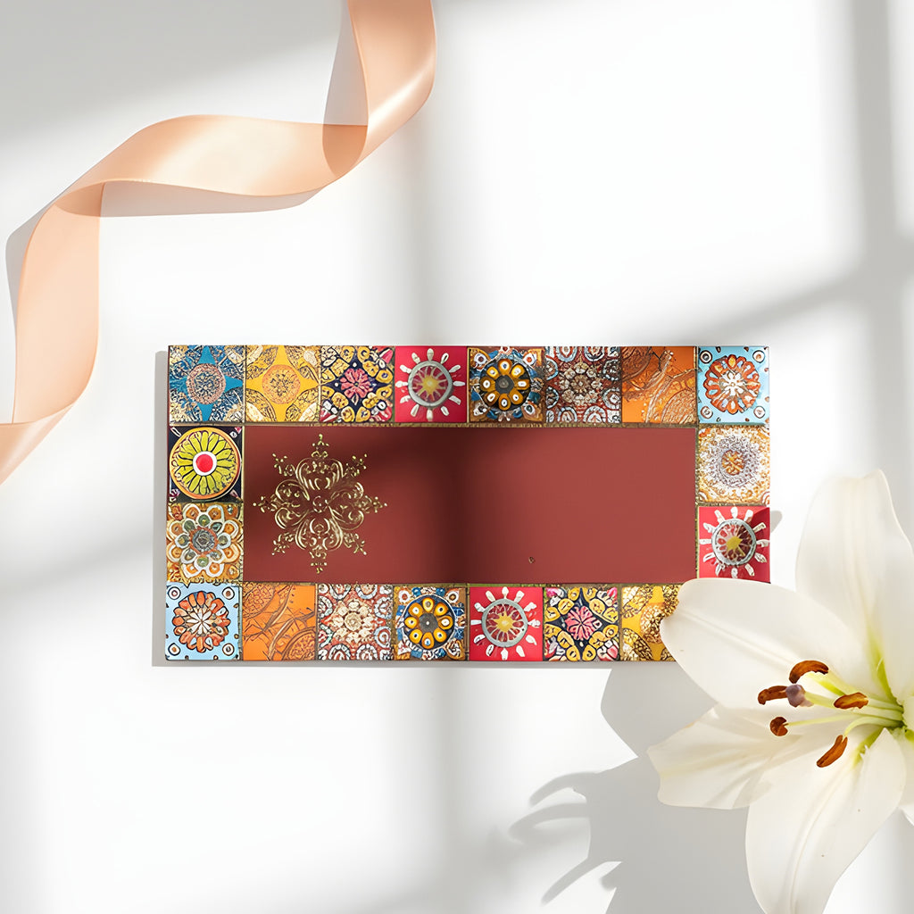 Maroon Mandala Shagun Envelopes (Pack of 5) - Designer Cash Envelopes for Wedding, Festivals & Gifting 1