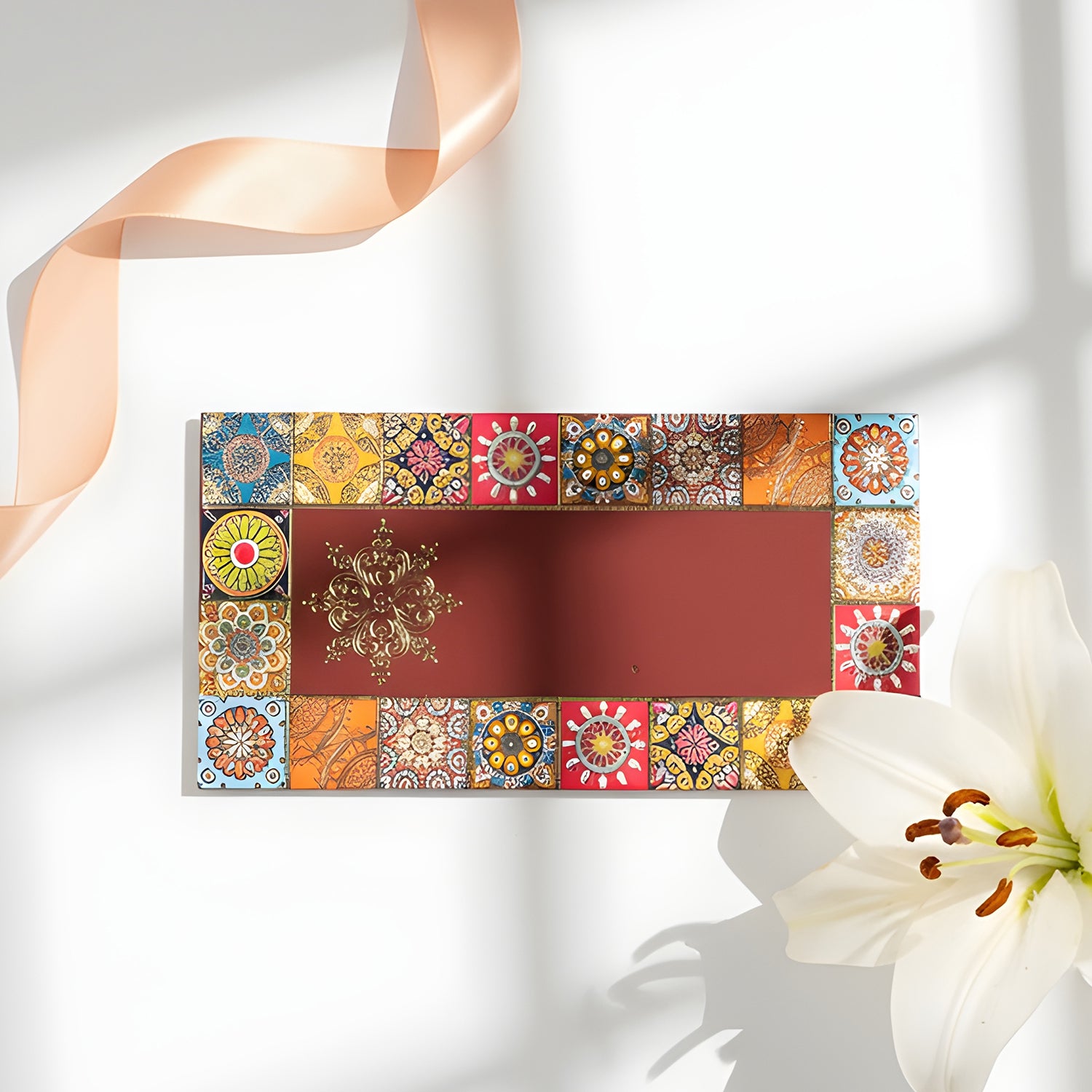 Maroon Mandala Shagun Envelopes (Pack of 5) - Designer Cash Envelopes for Wedding, Festivals & Gifting 1