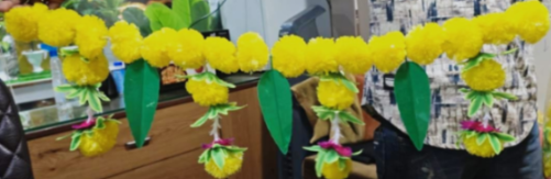 Yellow Marigold and Leaf Toran 1473| Size:3"