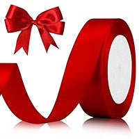 Vibrant Red Double-Faced Satin Ribbon Spool - Ideal for Bow Making and Party Decor 1