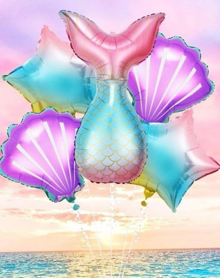 Mermaid Foil Balloon Pack of 5