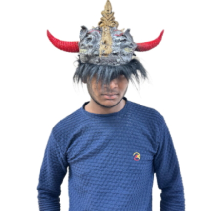 Halloween Helmet with Red Horns