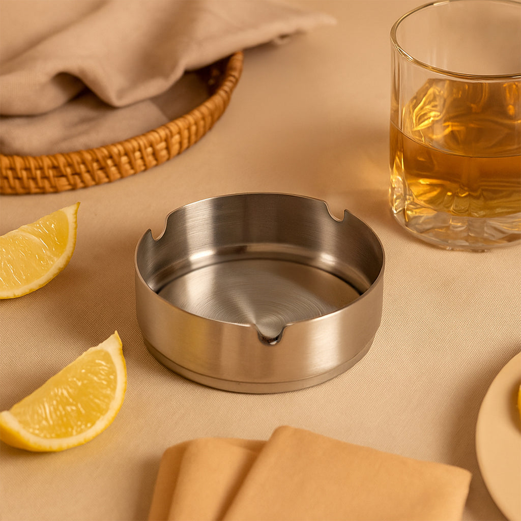 Ashtray Open Stainless Steel 1pc
