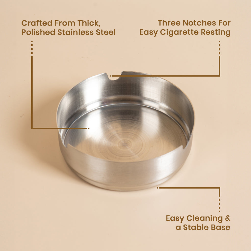 Ashtray Open Stainless Steel 1pc