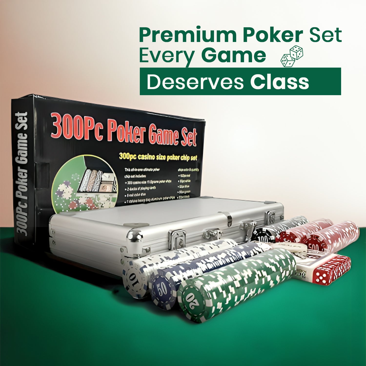 Premium Casino Poker Chips Set of 300PC – Poker Set with High Quality Clay Composite Chips for Home, Party