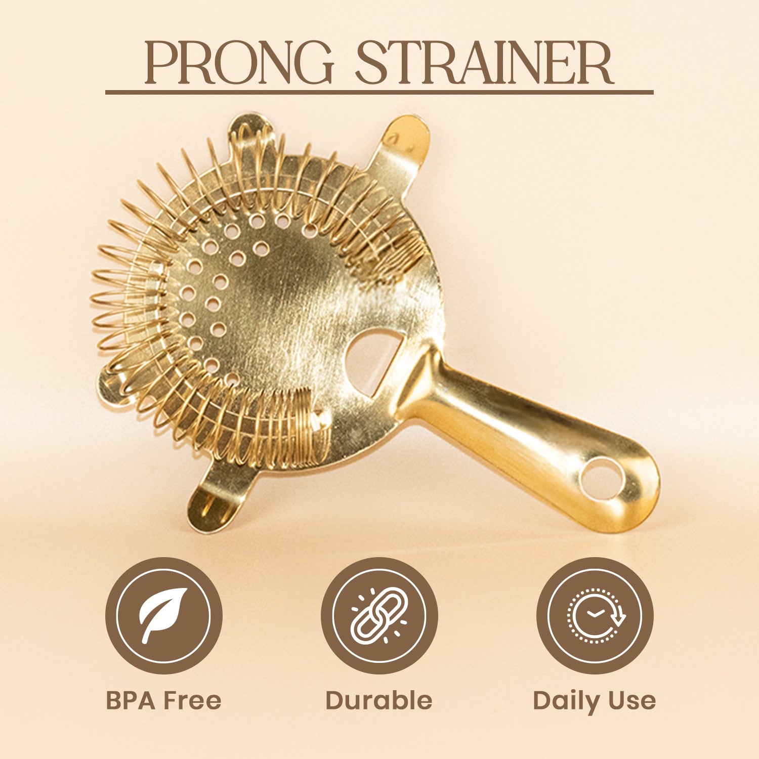 Professional Gold Hawthorne Strainer – Luxury Stainless Steel Cocktail Accessory