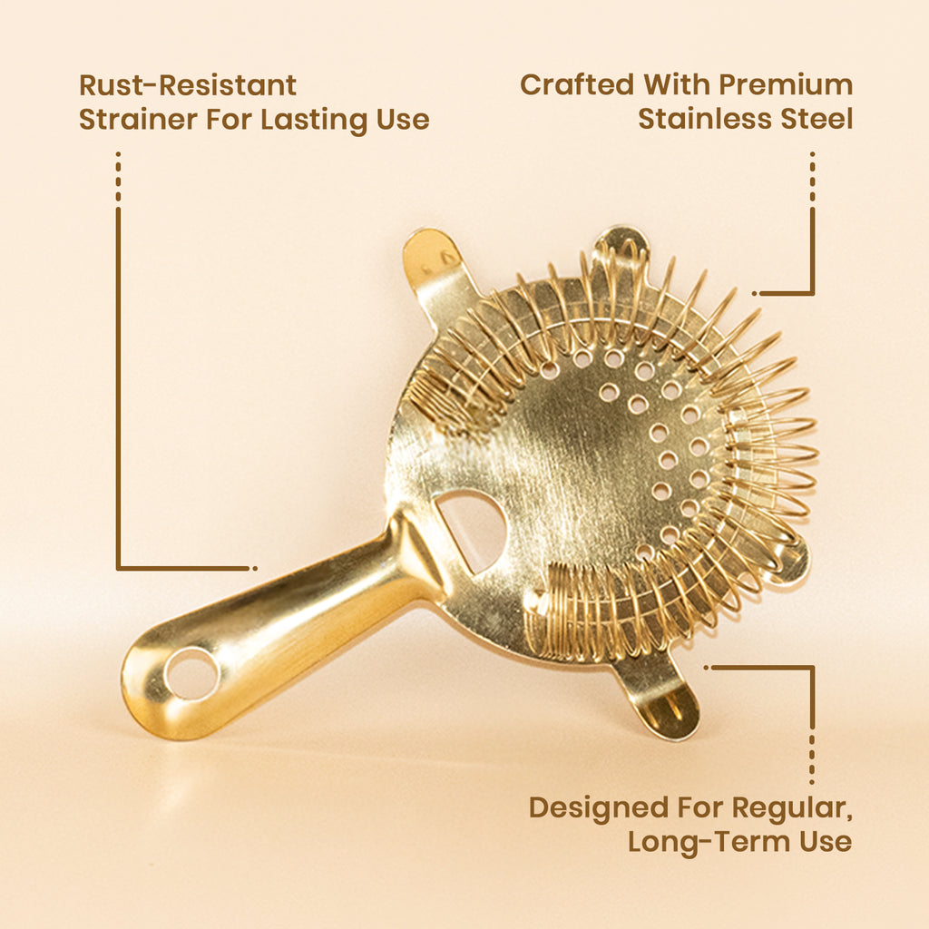 Professional Gold Hawthorne Strainer – Luxury Stainless Steel Cocktail Accessory