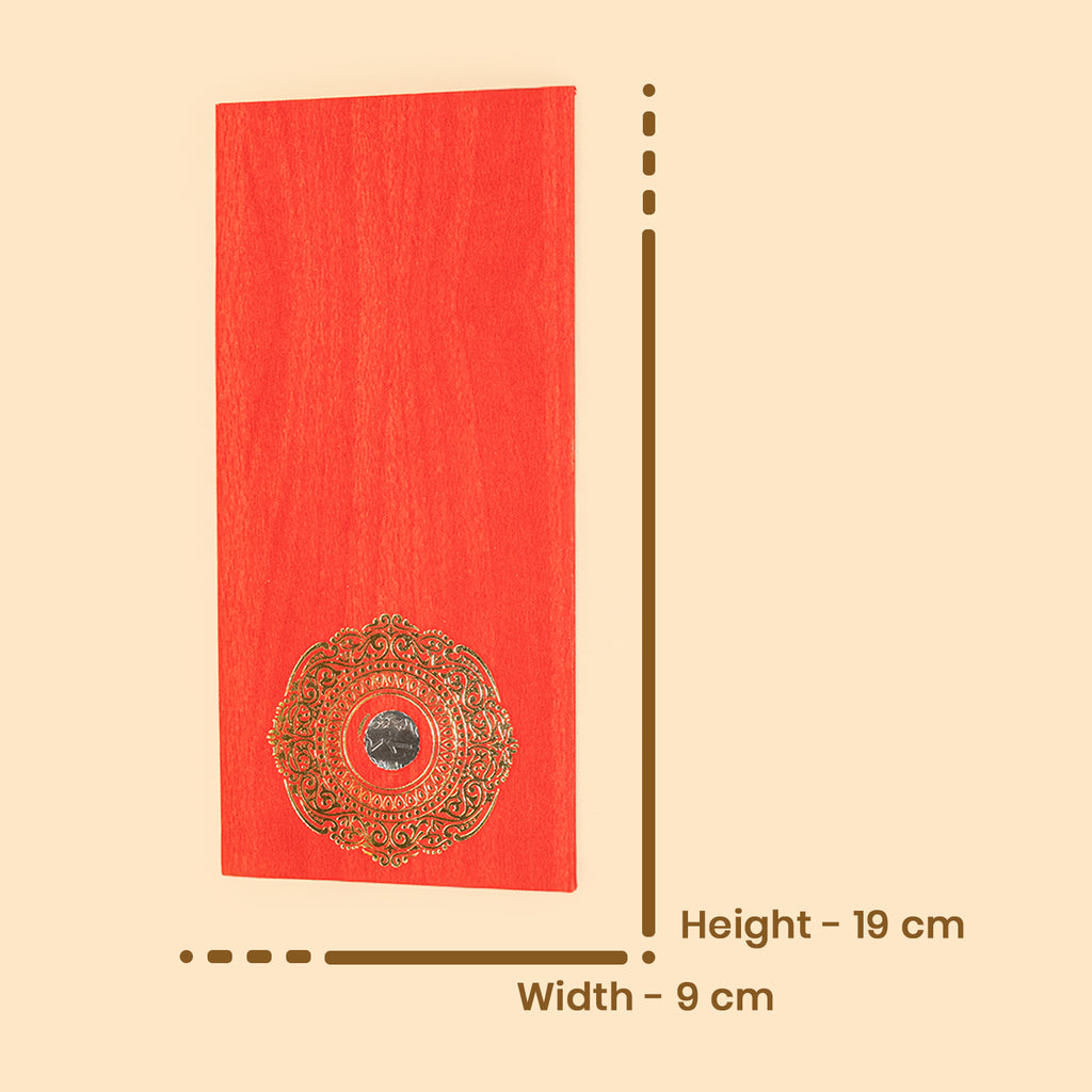 Premium Red Textured Shagun Envelope with Golden Mandala & Real 1 Rupee Coin - Traditional Money Gift Cover for Weddings, Rakhi, and Diwali (19 x 9 cm) 5