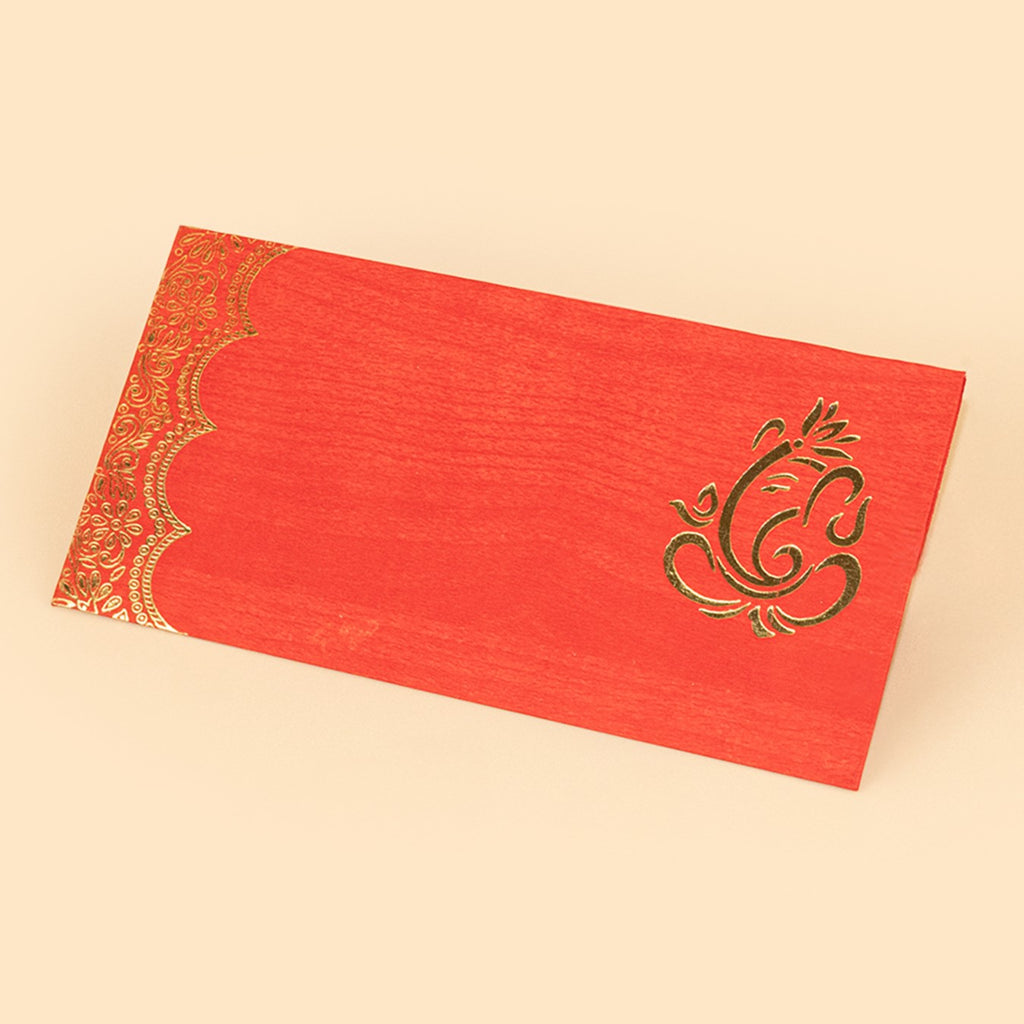 Premium Red Shagun Envelope with Gold Foil Ganesh Design - Traditional Money Gift Cover for Weddings, Housewarming, and Puja (19 x 9 cm) (Pack of 10) 4