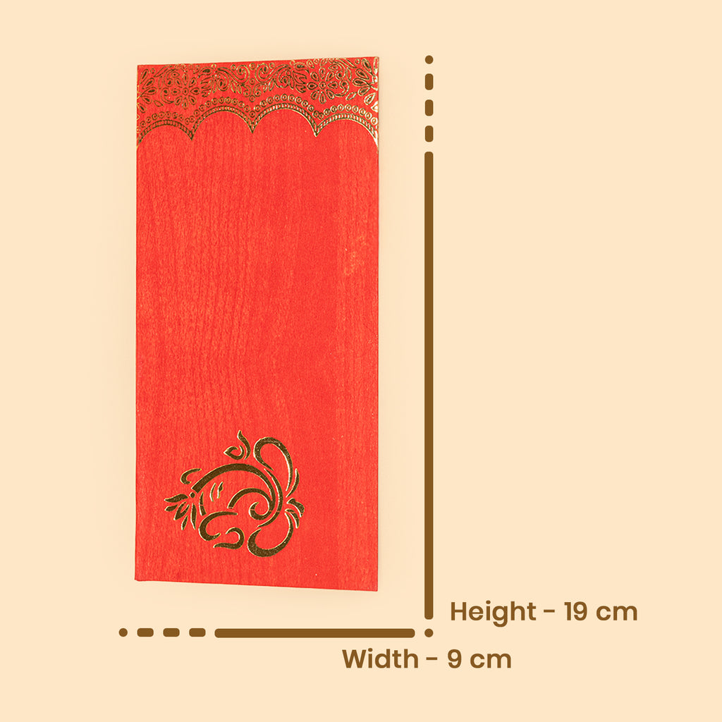 Premium Red Shagun Envelope with Gold Foil Ganesh Design - Traditional Money Gift Cover for Weddings, Housewarming, and Puja (19 x 9 cm) (Pack of 10) 5