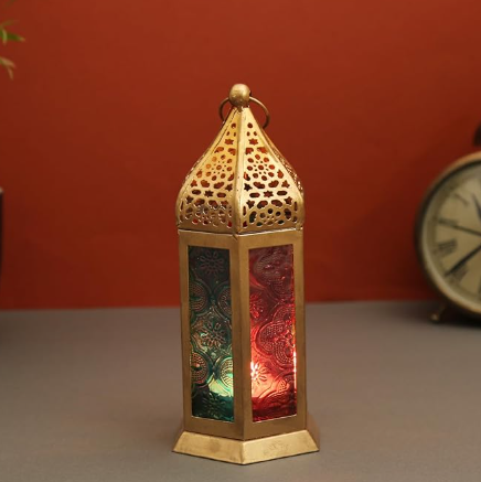 Moroccan Lantern with Embossed Diwali Decoration Candle Holder Pack of 1