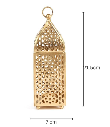 Gold Iron Tea Light Holder, Perforated Candle Stand for Diwali - Pack of 1 3