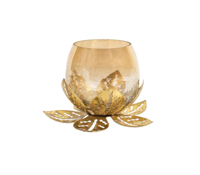 Iron Golden Lotus Candle Holder, tealight Holder, Diwali Gift