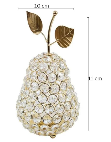 Iron/Glass Pear Crystal Tea Light Holder For Home Decoration (Pack of 1)