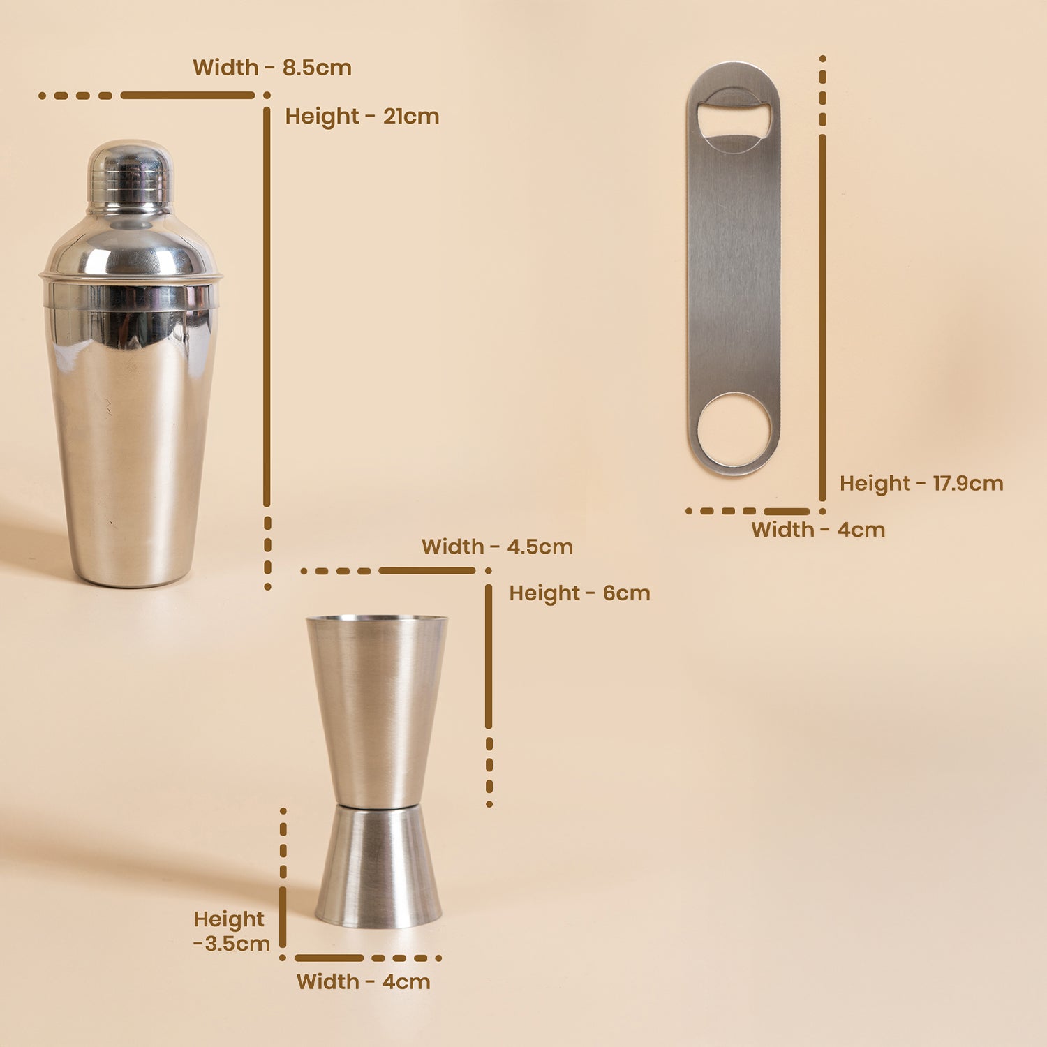 3-Piece Stainless Steel Bar Set