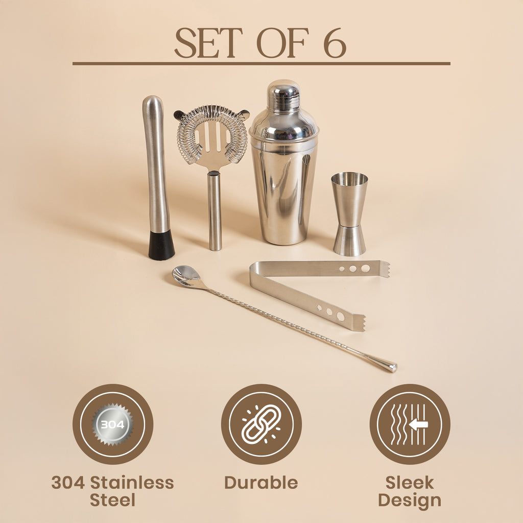 Set of 6-Piece Stainless Steel Bar Tool Set