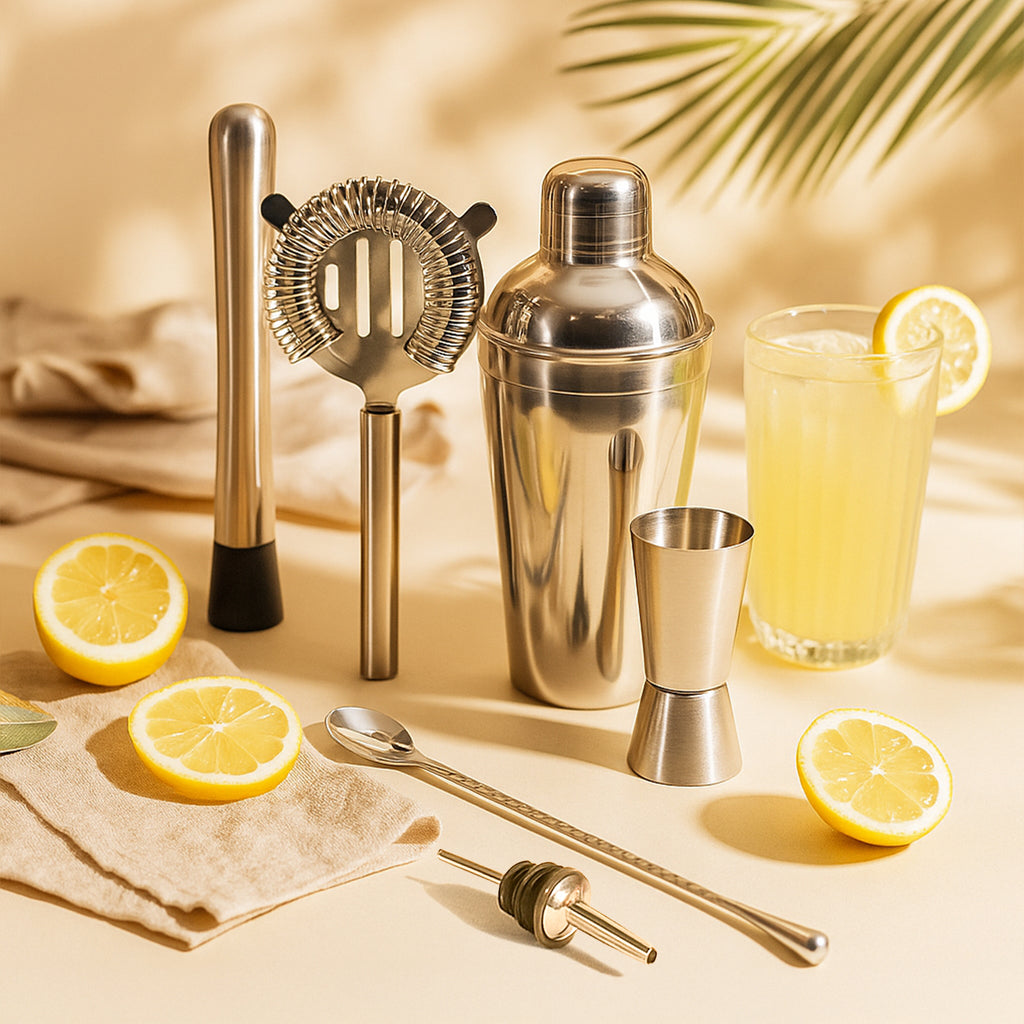 Premium 6-Piece Bar Tool Set – High-Grade Stainless Steel Cocktail Making Kit – Includes Shaker, Jigger, Muddler, Strainer, Bar Spoon & Pourer – Pichai Creation