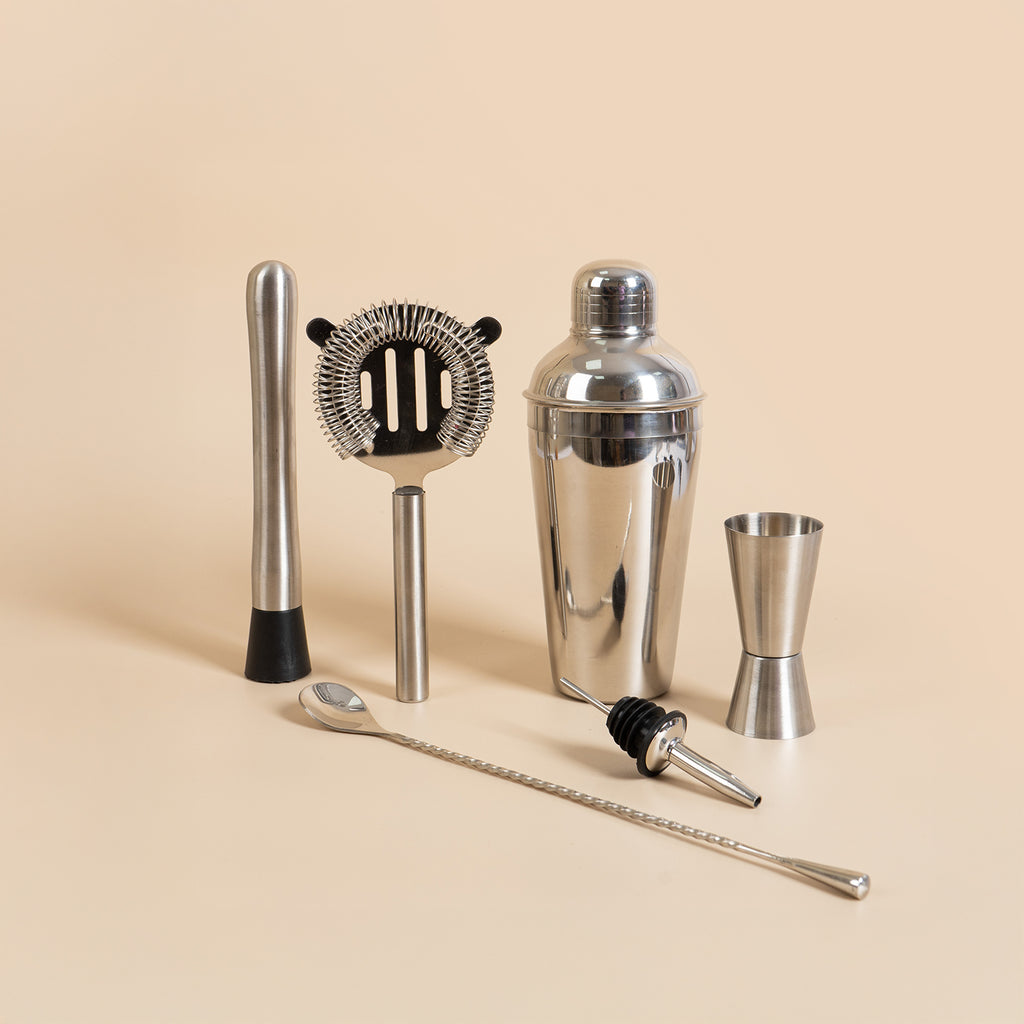 Premium 6-Piece Bar Tool Set – High-Grade Stainless Steel Cocktail Making Kit – Includes Shaker, Jigger, Muddler, Strainer, Bar Spoon & Pourer – Pichai Creation
