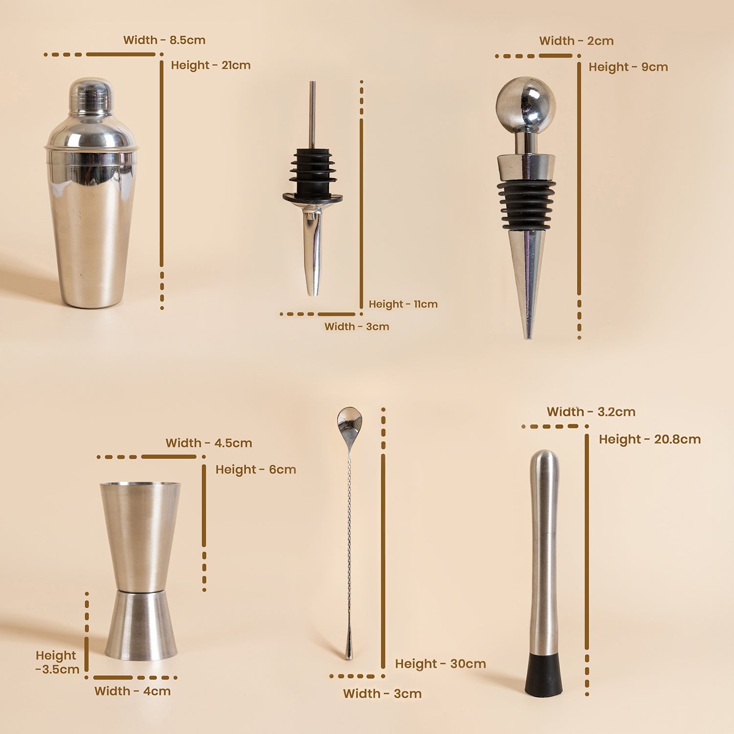 8- Piece Stainless Steel Bar Tool Set - "Premium Stainless Steel Cocktail Shaker Bartender Set – 8-Piece Bar Tool Ki