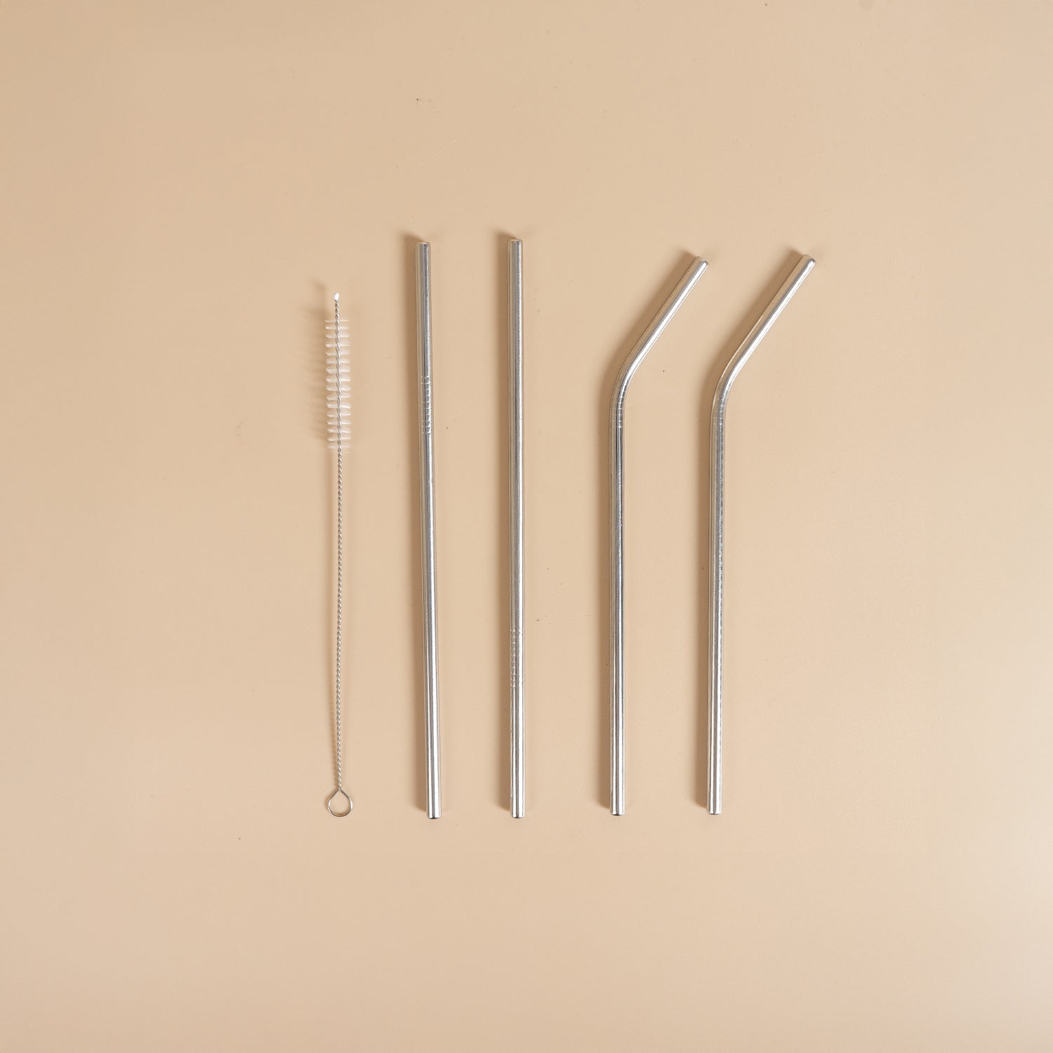 5-Piece 304 Stainless Steel Reusable Straw Set with Cleaning Brush 1