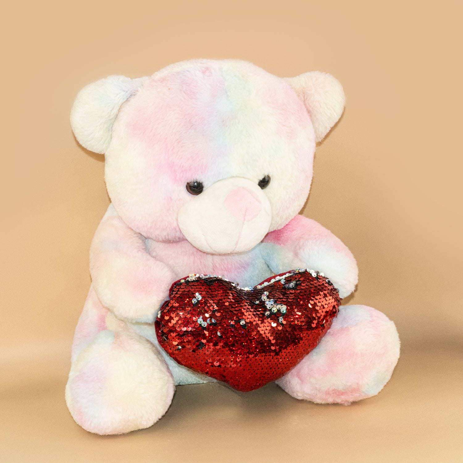 Colorful Teddy Bear with Red Hart  – Set of 1