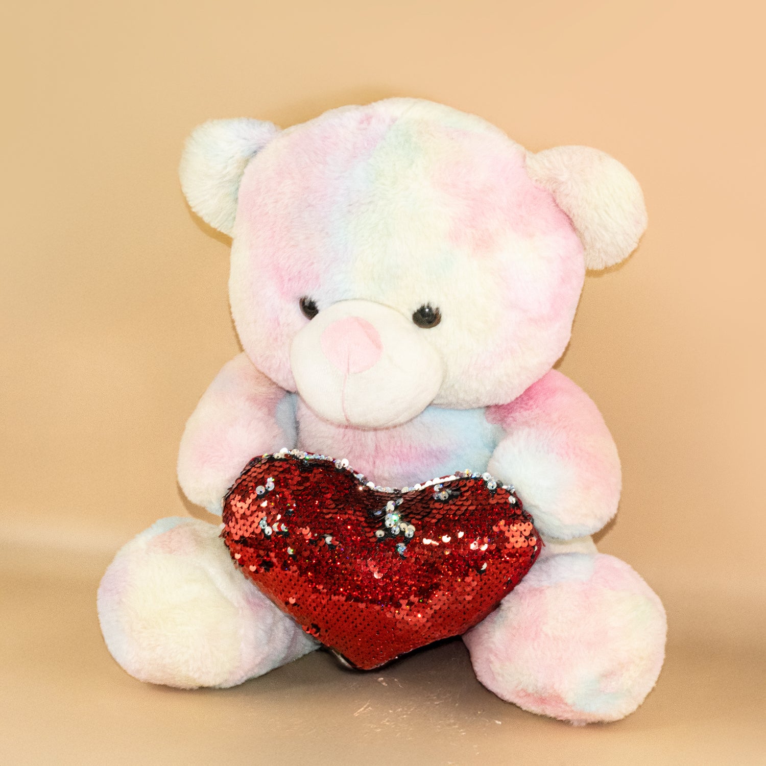 Colorful Teddy Bear with Red Hart  – Set of 1