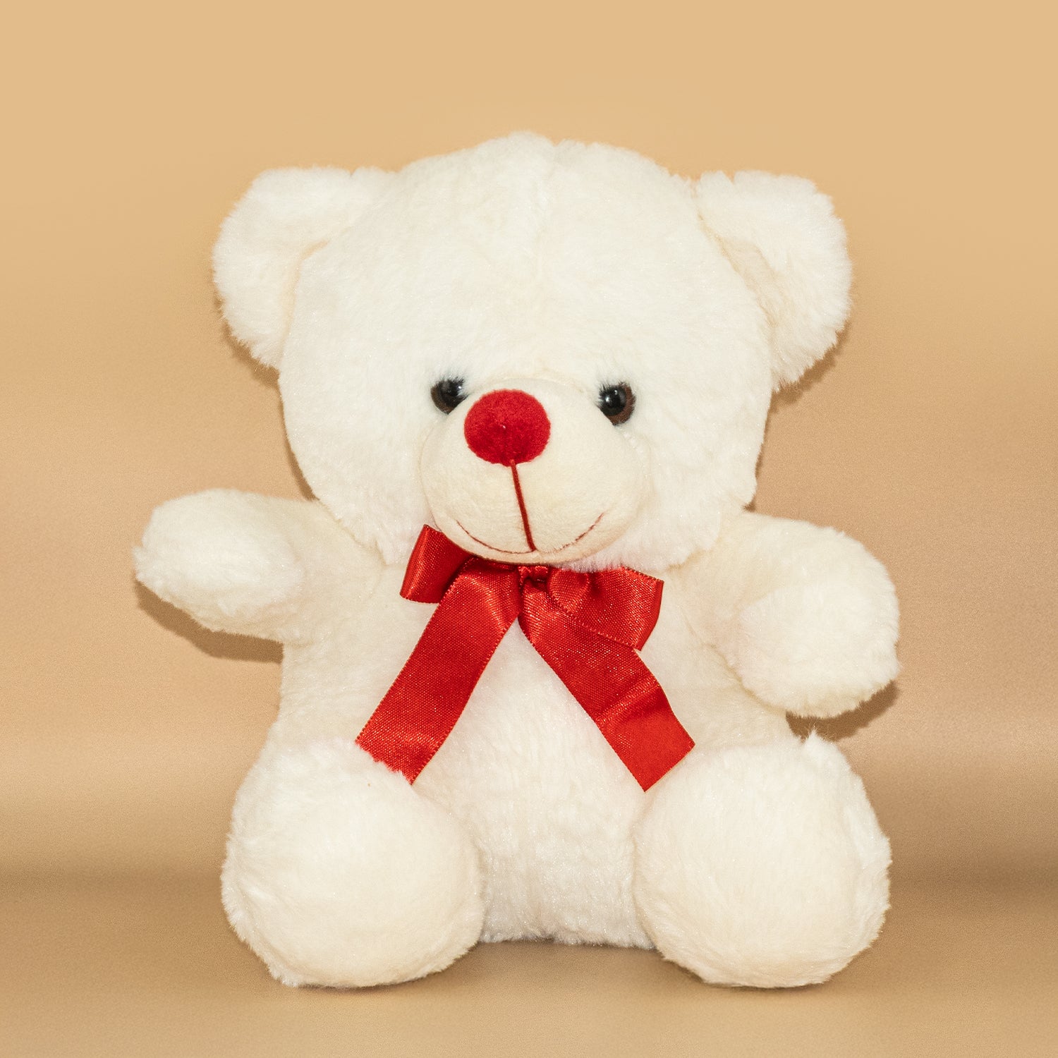 White Teddy Bear with Red Bow – Set of 1
