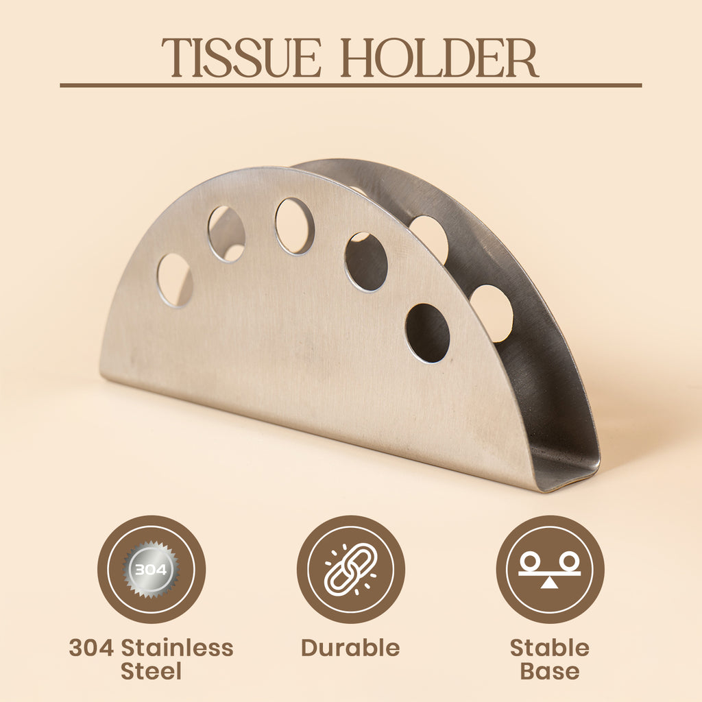 304 Stainless Steel Circular Napkin Holder – Modern Tissue Stand 6