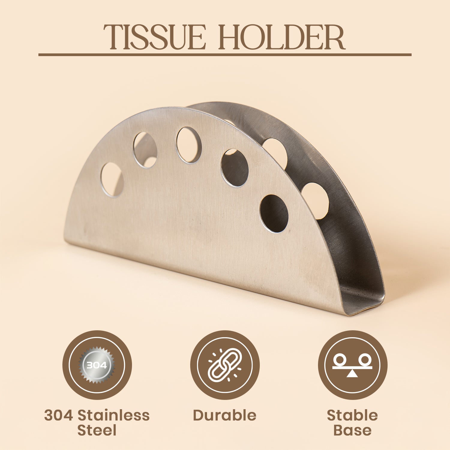 304 Stainless Steel Circular Napkin Holder – Modern Tissue Stand 6