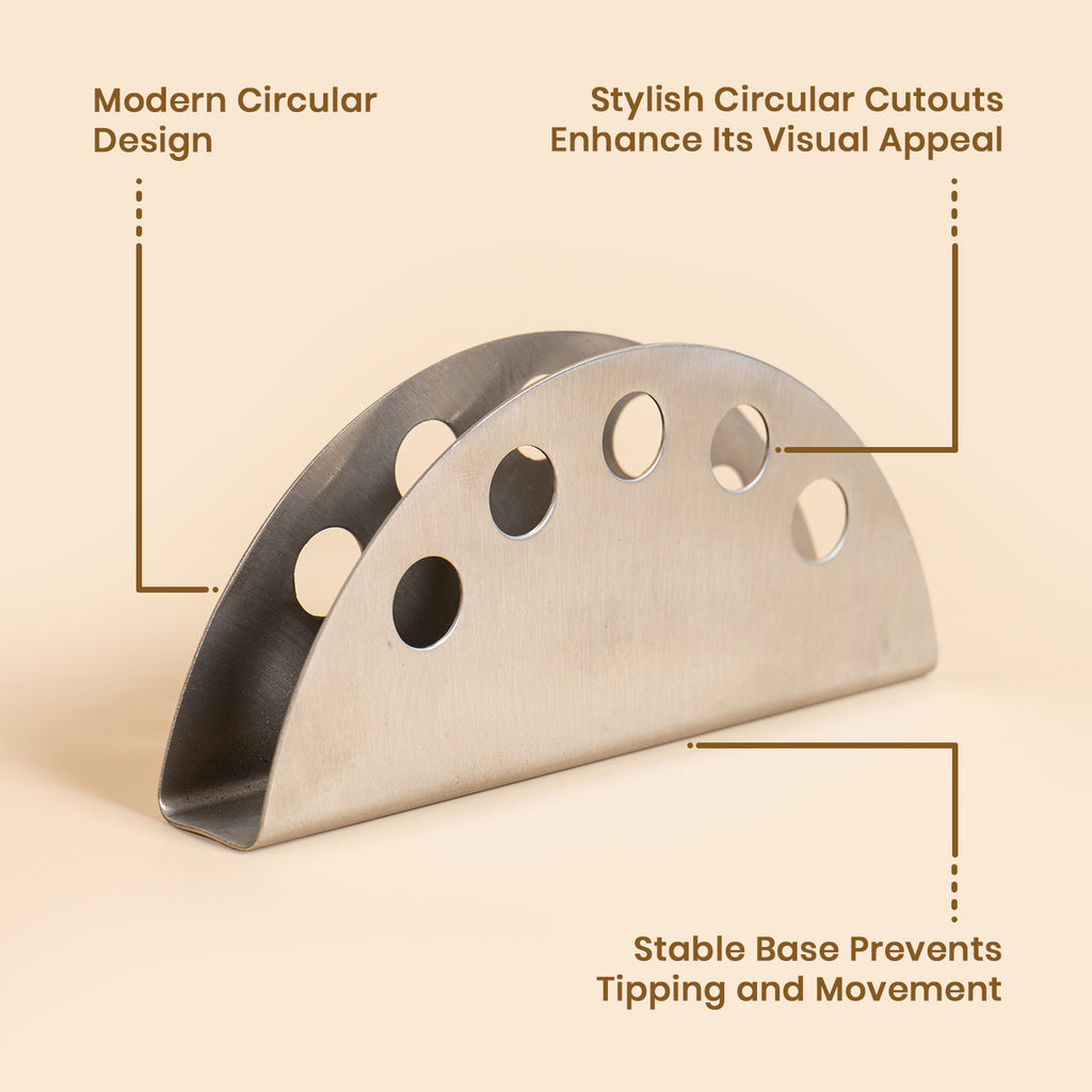 304 Stainless Steel Circular Napkin Holder – Modern Tissue Stand 4