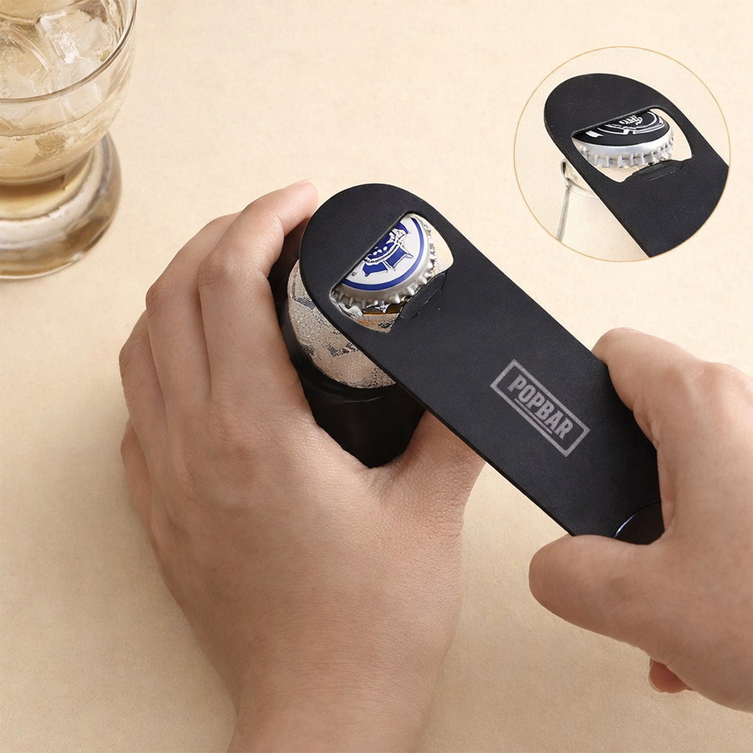 Professional Speed Bottle Opener - Matte Black Lightweight Design | POPBAR 2
