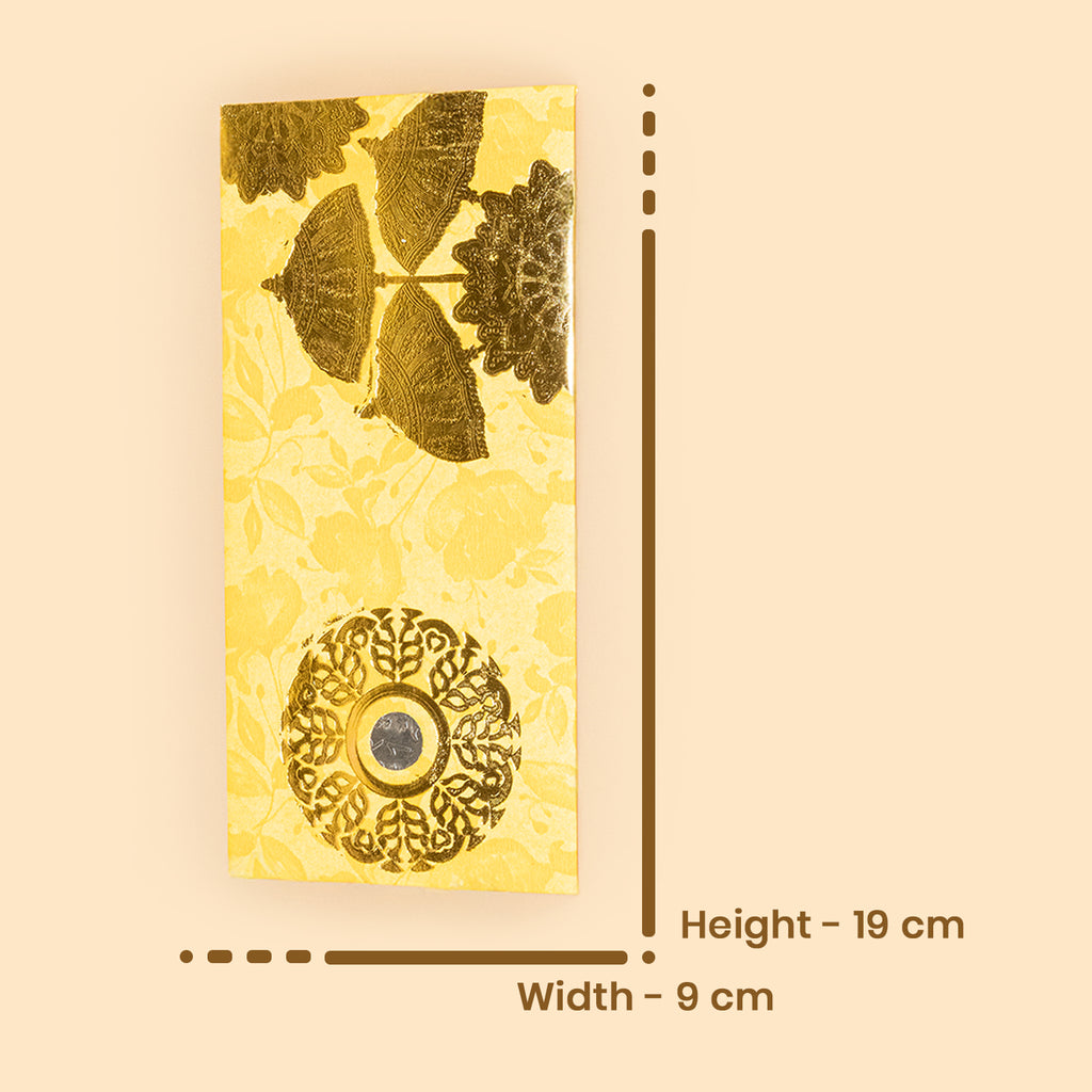 Premium Gold Foil Umbrella Print Wedding Shagun Envelopes (19cm x 9cm) – Elegant Cash Gift Envelopes for Marriages & Festivals (Pack of 10)