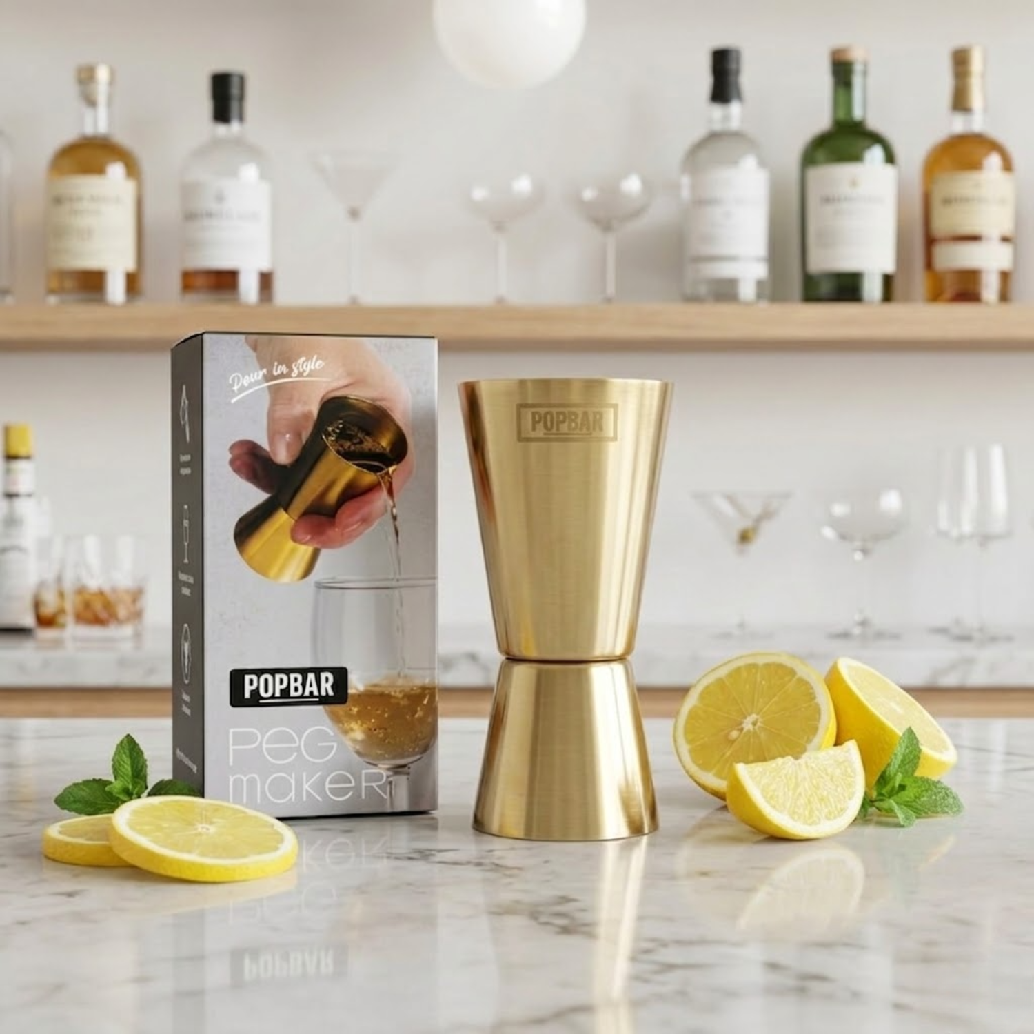 Gold Finish Peg Maker | Accurate Double-Sided Drink Measure 4